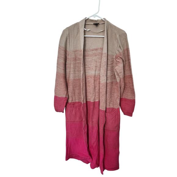 Torrid, Pink Ombre Stripe Slouchy Duster Sweater, Used, Plus Size 0 - Picture 3 of 6